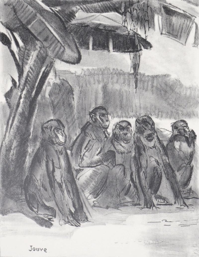Paul Jouve - Singes assis et marabout, 1934. - Image 4