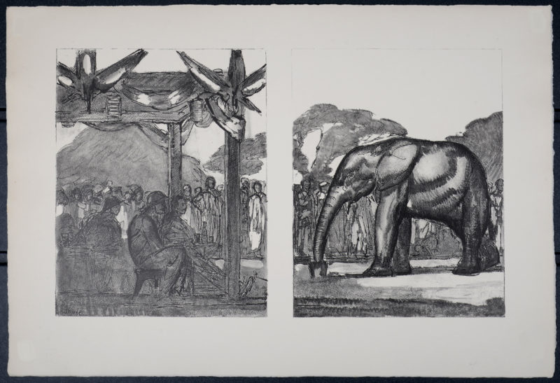 Paul Jouve - Eléphant et hommes, 1934. - Image 3