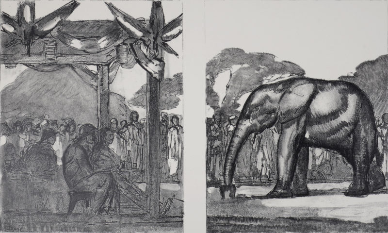 Paul Jouve - Eléphant et hommes, 1934.