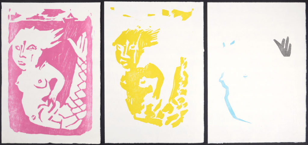 Bernard Lorjou - Ensemble de 3 lithographies : Décomposition des couleurs d'une gravure, 1965