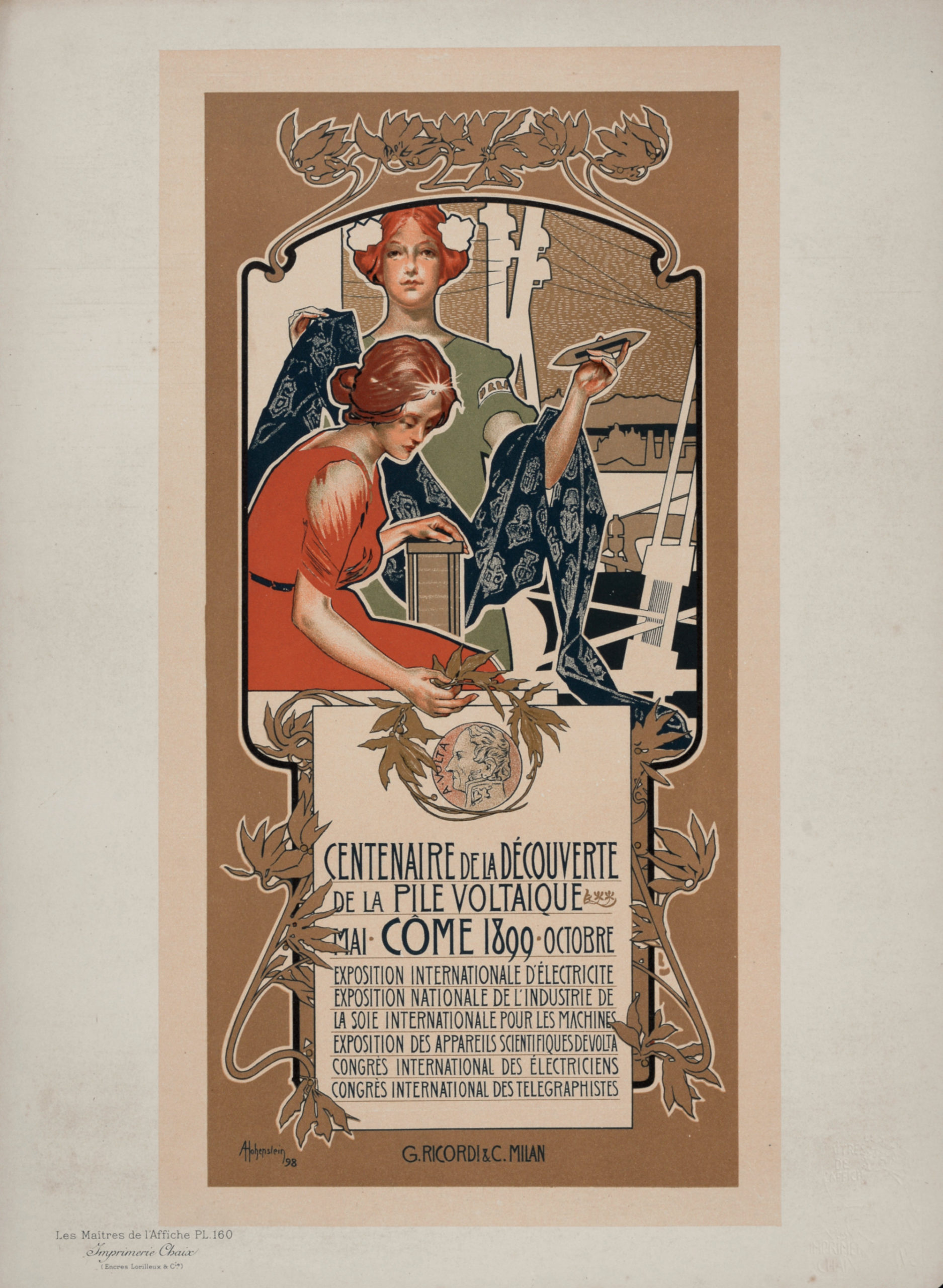 Adolfo Hohenstein - Les Maîtres de l'Affiche : Centenaire de la Découverte de la Pile Voltaïque, 1899