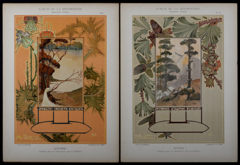 Séguy - Automne and Hiver, 1900 - Set of 2 lithographs! - Image 2