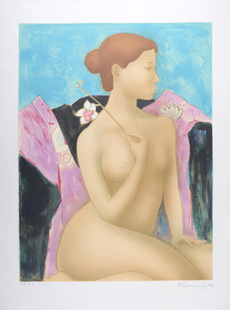 Alain Bonnefoit - Femme à l'orchidée, 1986 - Signé à la main !
