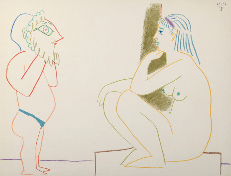 Pablo Picasso - Masked & Model, 1954