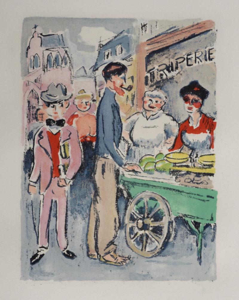 Kees Van Dongen - Van Dongen et Roland Dorgelès, Le Marché de la rue des Abbesses, 1949 - Image 3