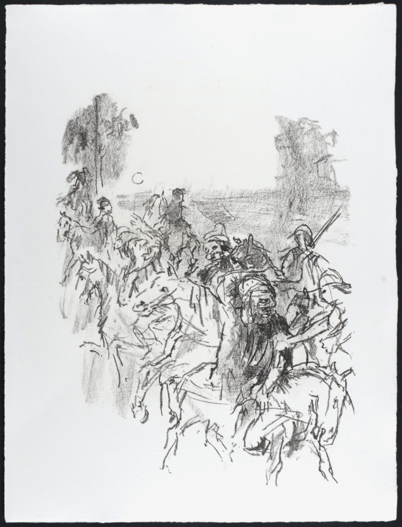 Oskar Kokoschka - Lear and his men leaving Goneril's castle, 1963 - Image 2
