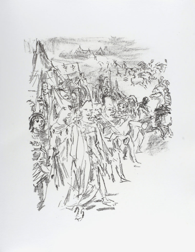 Oskar Kokoschka - Enter with drum and colors, Cordelia and Soldiers, 1963