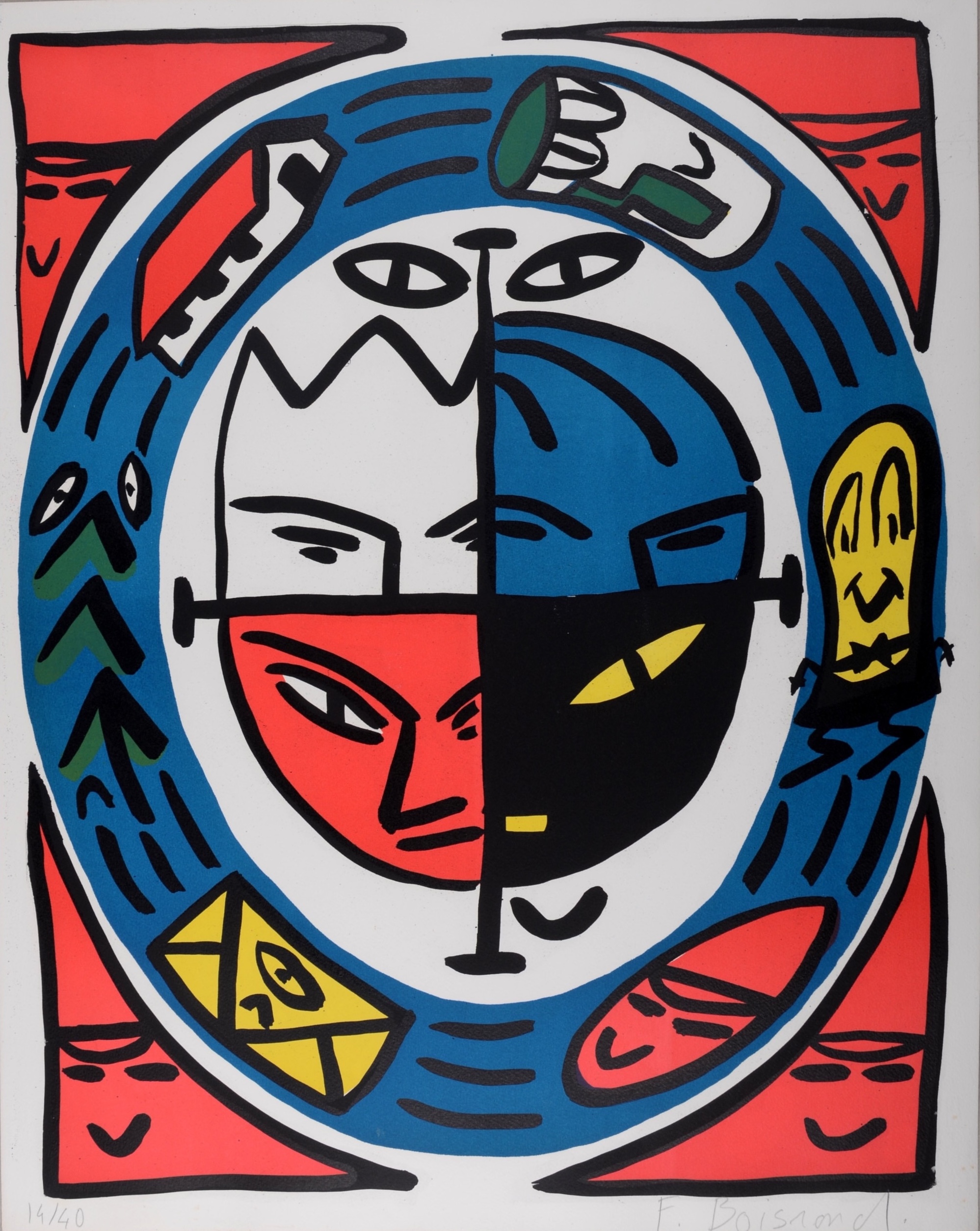 François Boisrond : 4 faces, 1984 - Hand-signed