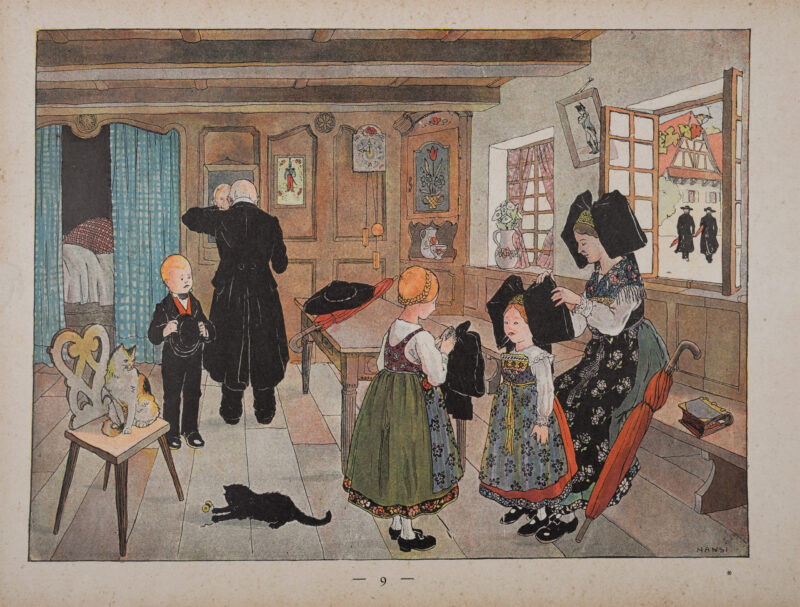 Jean-Jacques Waltz alias Hansi : Dimanche matin, 1913 - Planche signée