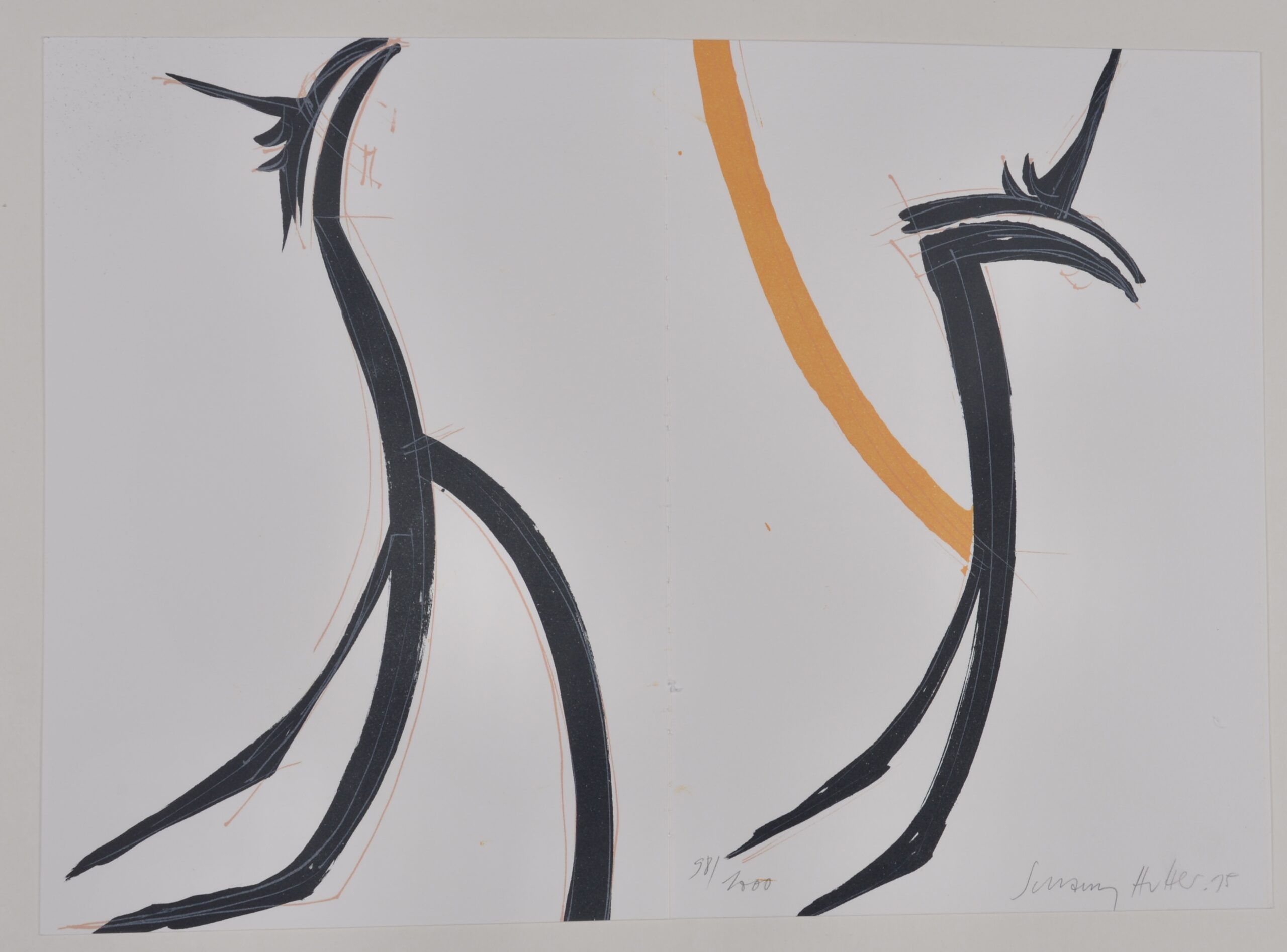 Schang Hutter (1934-2021) :
Untitled, circa 1995
Hand signed lithograph on BFK Rives paper
Hand-signed and numbered 98/1000 lower left.