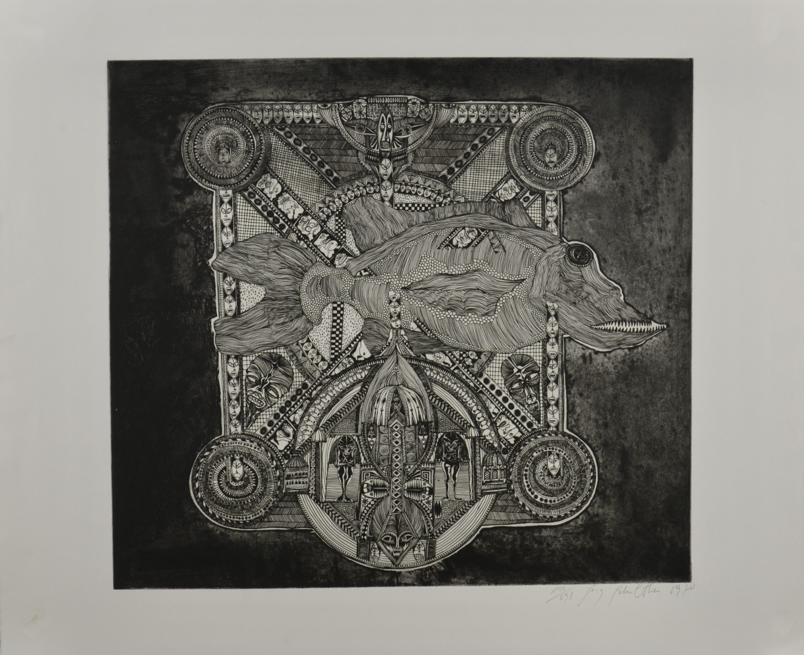 Jörg SCHULTHESS (1941-1992) Fisch (1970) Etching and aquatint in black on Rives paper.