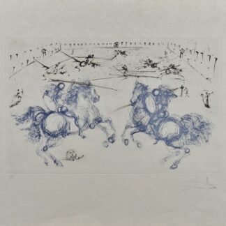 Salvador Dalí : Combat de cavaliers, 1971 - Signée à la main