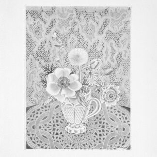 Kiyoshi Hasegawa Anémones et fleurs de champs dans un verre a facettes, 1945