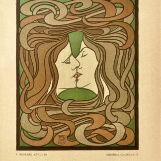Peter Behrens Der Kuss, 1899 Color woodcut on paper.