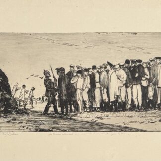 Claudius Denis : Les Russes attendent aux cuisines l'eau chaude pour le thé, 1915 (Hand Signed)