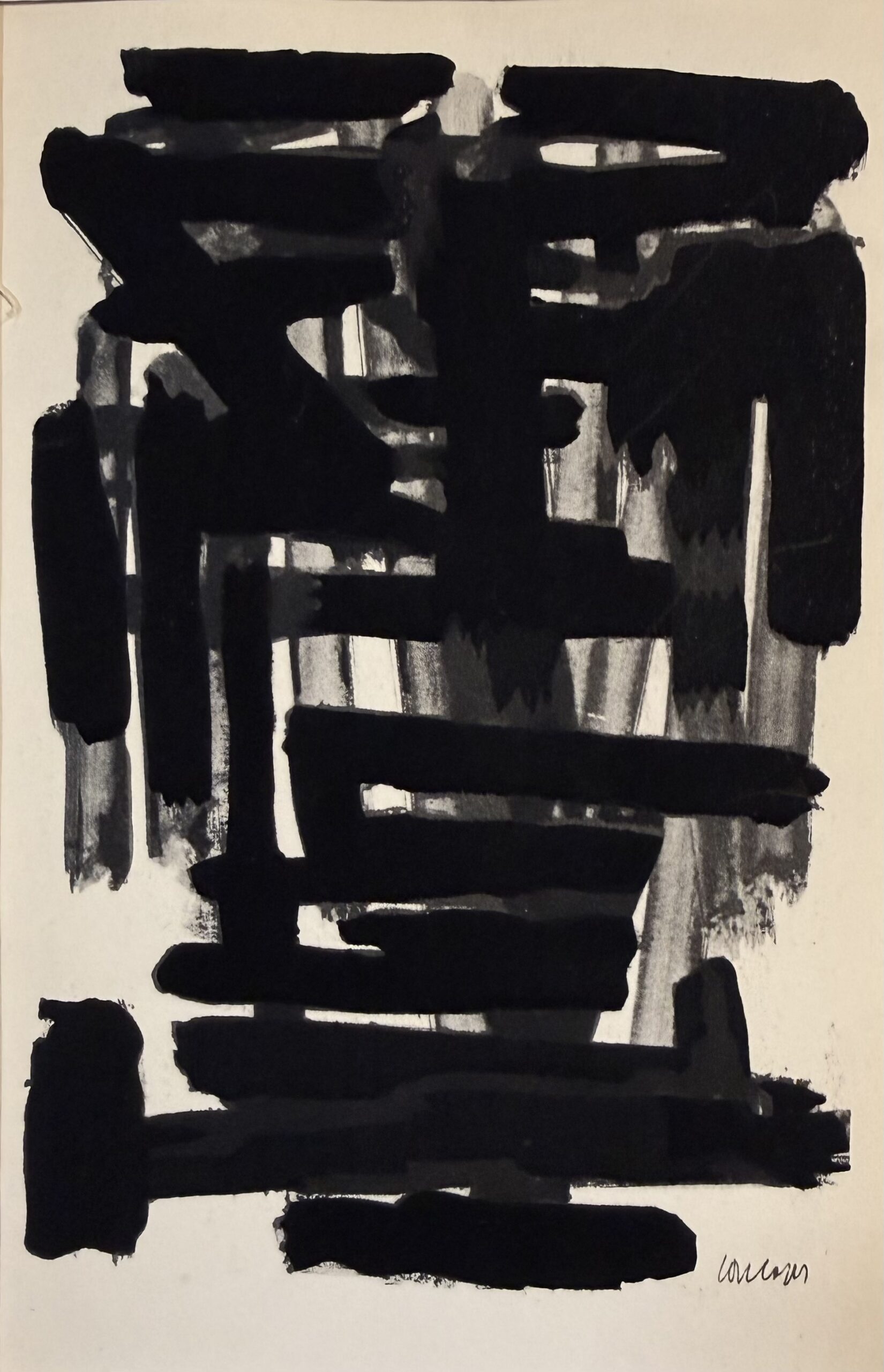 Soulages (After) - Gouaches et gravures (C), 1957 - Framed!