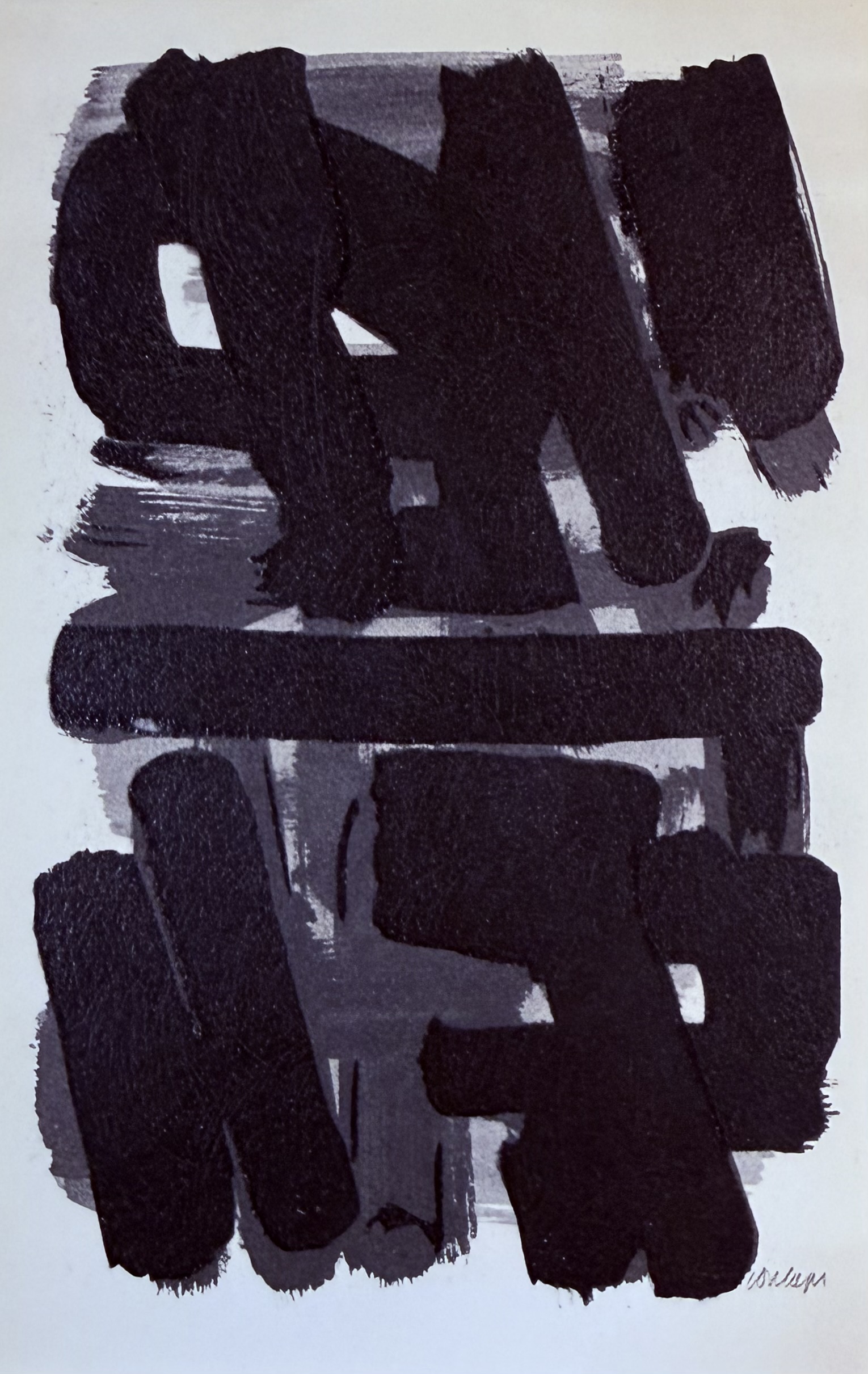Soulages (After) - Gouaches et gravures (D), 1957 - Framed!