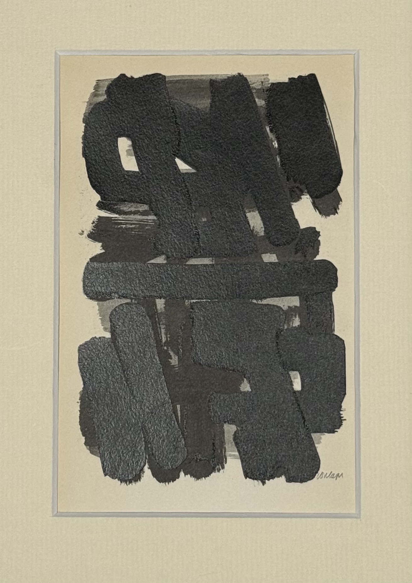 Soulages (After) - Gouaches et gravures (D), 1957 - Framed! - Image 2
