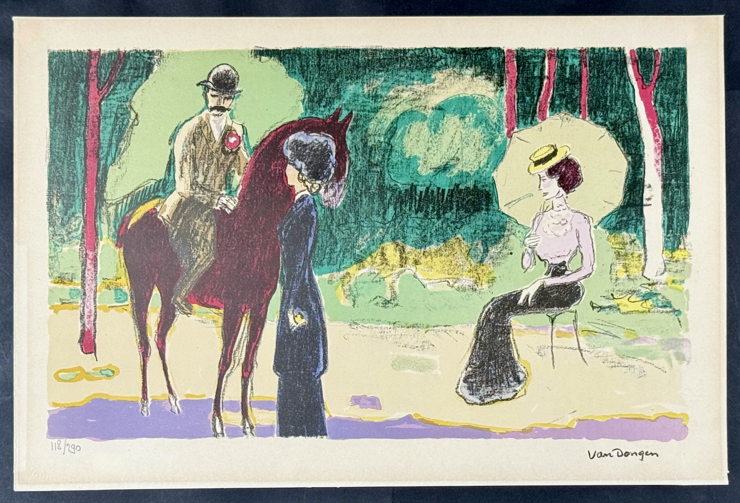 Kees van Dongen : La rencontre du bois (a meeting in the Bois de Boulogne), circa 1950 - Image 3