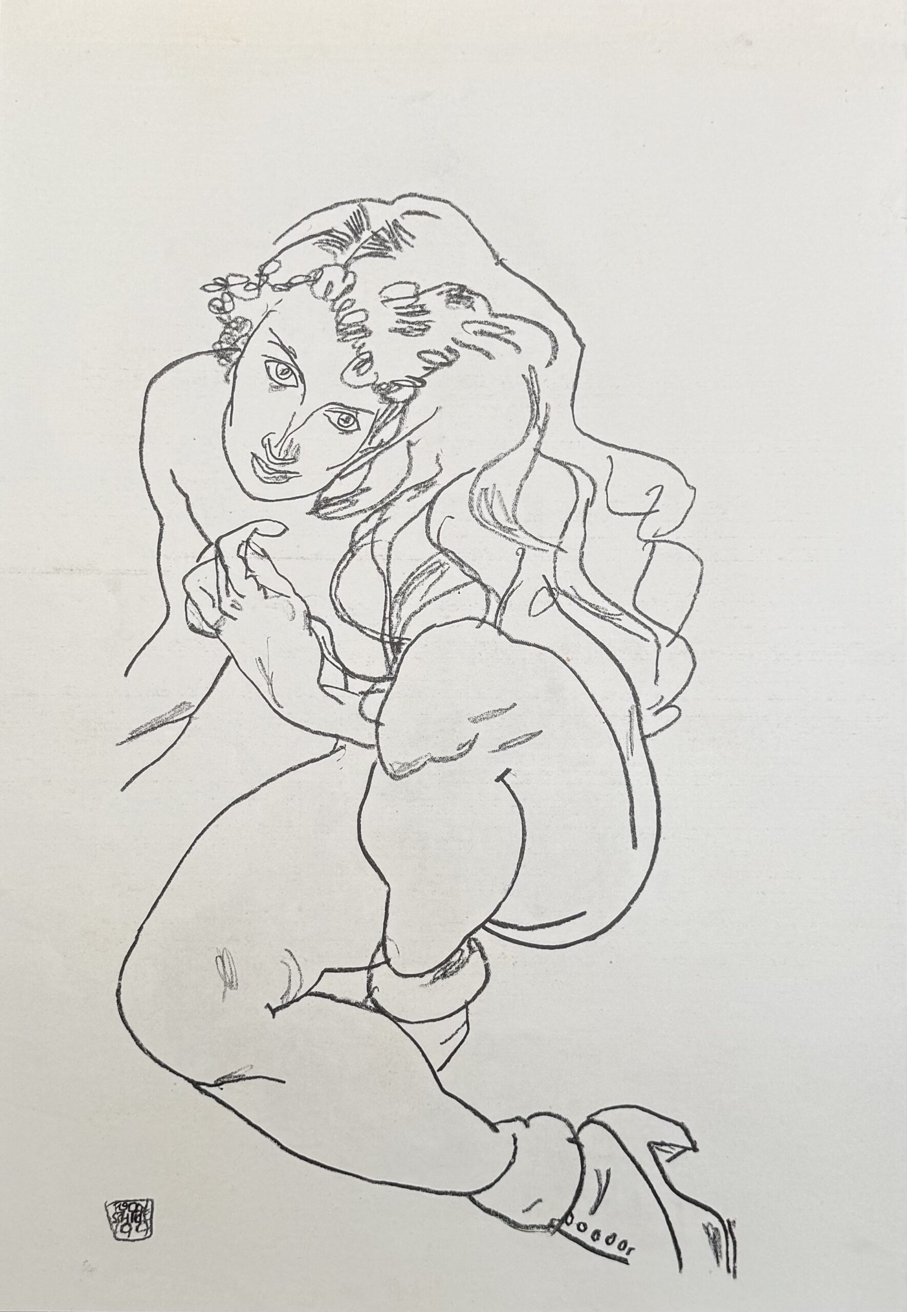 Egon Schiele (after), Kniender weiblicher Akt — Kneeling Female Nude, 1917