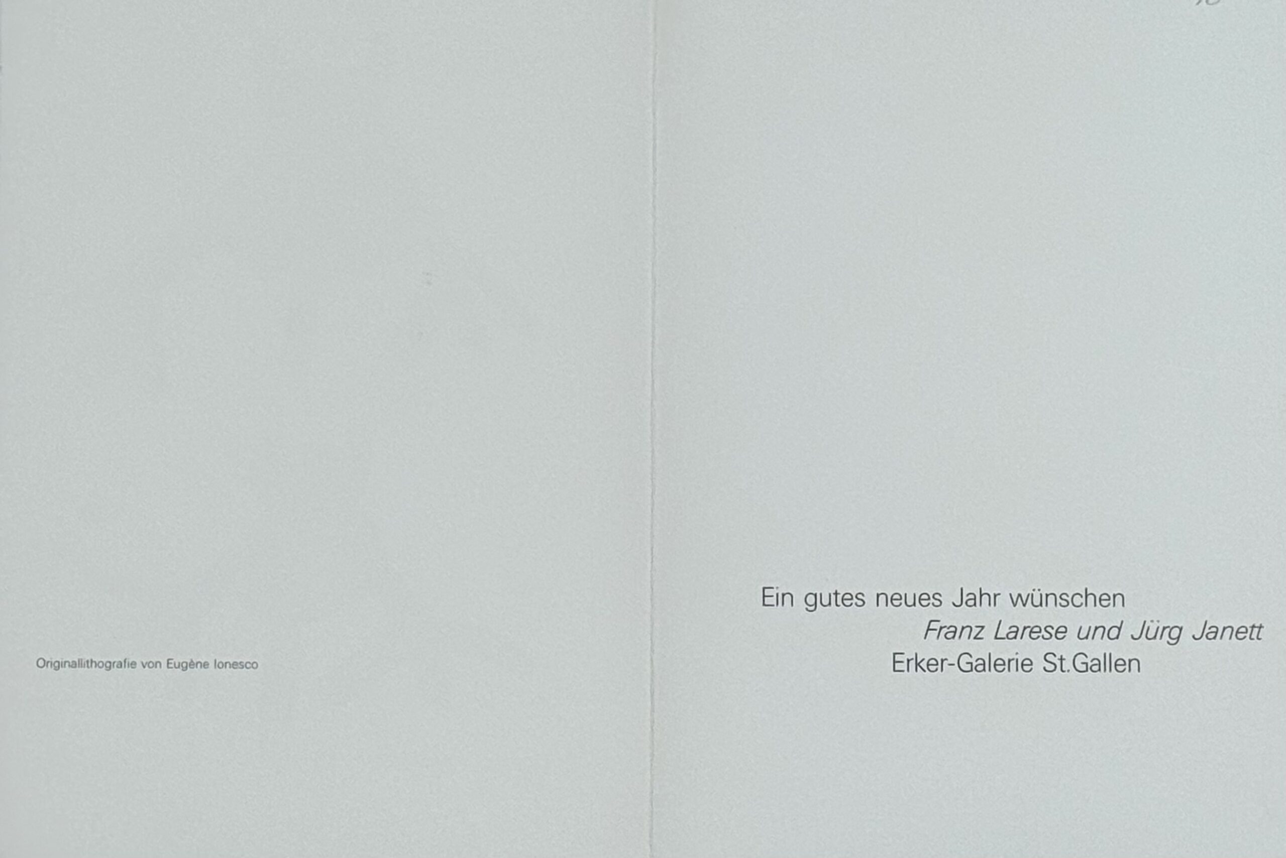 Eugène Ionesco : Neujahrskarte der Galerie im Erker, 1987 - Image 2