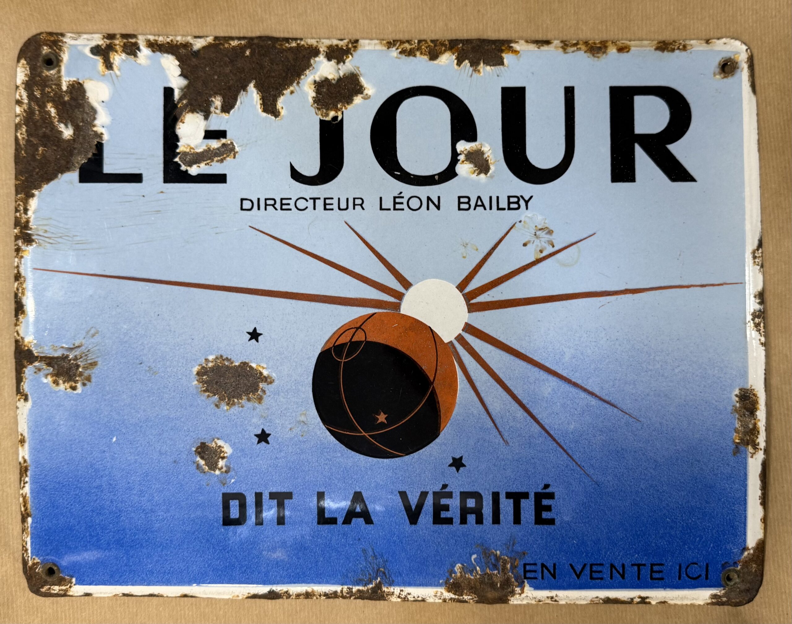 A.M. Cassandre - Le Jour dit la vérité, c. 1933 (enamel advertising plaque)