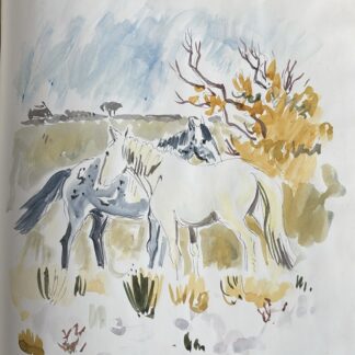 Yves Brayer : Chevaux en Camargue, 1963 (Watercolour)