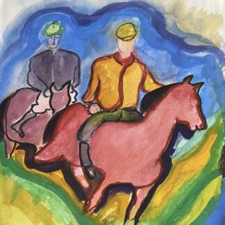 Giuseppe Cesetti : Chevaux de course, 1966 (Watercolour)