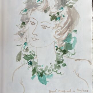 Roger Chapelain-Midy : Tête couronnée de feuillage (Head Crowned with Foliage), 1968 (Watercolour)