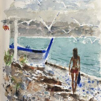 Pierre Lelong : Jeune fille de plage (Girl on the Beach), 1969 (Watercolour) 