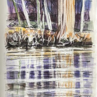 Marcel Soyez : Arbres en Reflets (Trees Reflected), 1991 (Watercolour)