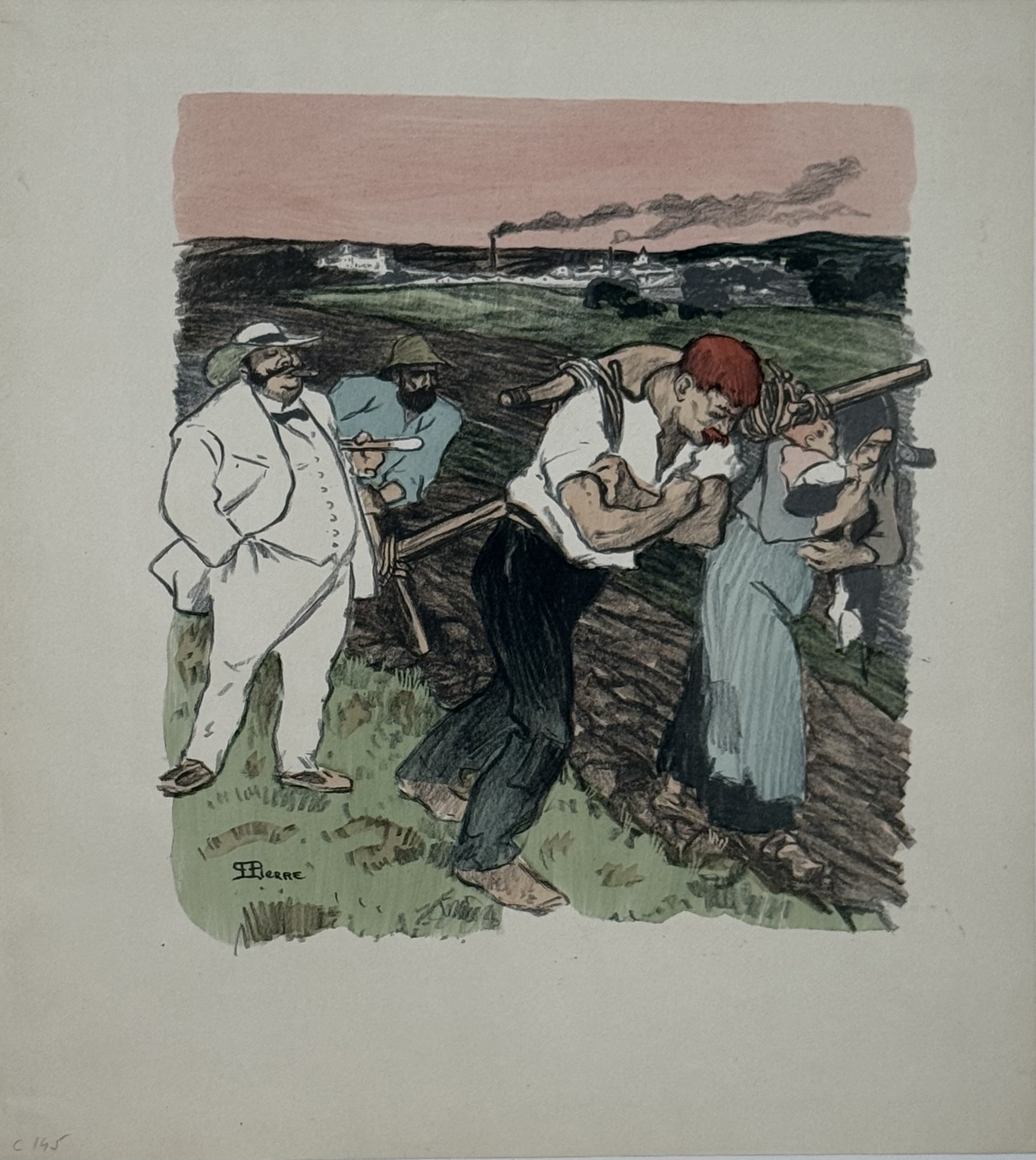 Steinlen, Aujourd'hui !, 1894 — original stencil-coloured lithograph, Chambard Socialiste, Kleinmann deluxe printing, unstamped proof, Crauzat 145.