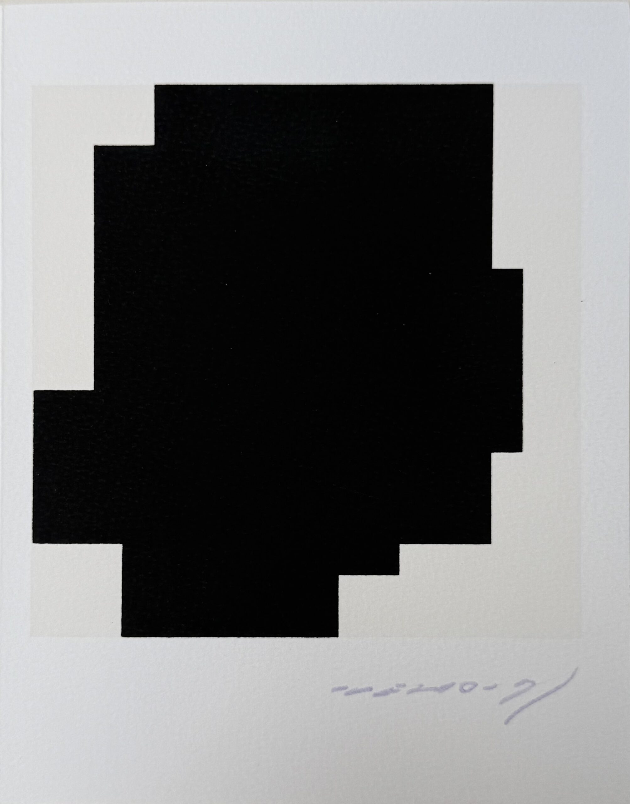 Aurélie Nemours original signed silkscreen greeting card, 1986, Atelier Del Arco, Arches paper. Provenance Branchet Collection, Galerie Convergence Nantes.