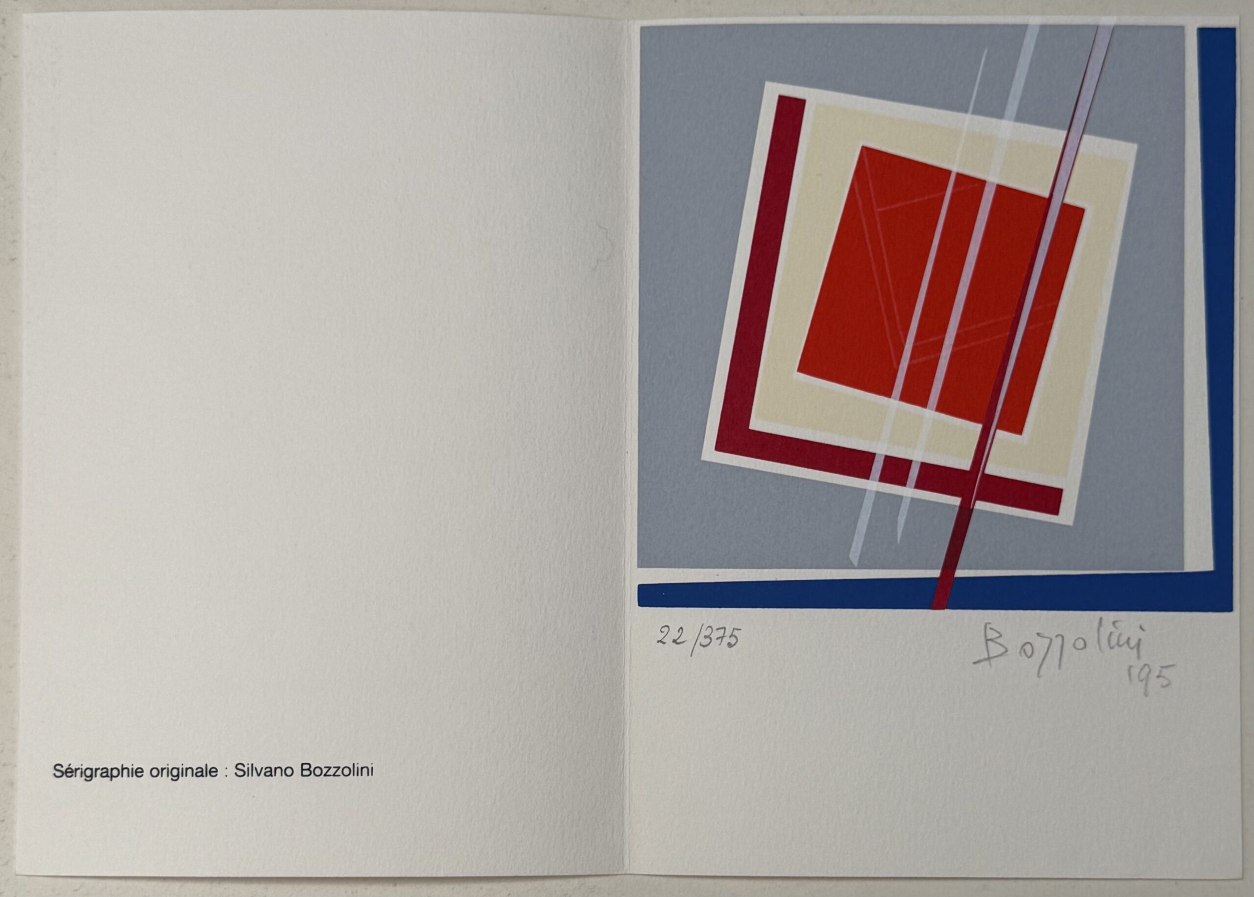 Silvano Bozzolini: Carte de vœux de l'Atelier Del Arco, 1995 - Signée à la main – Image 2