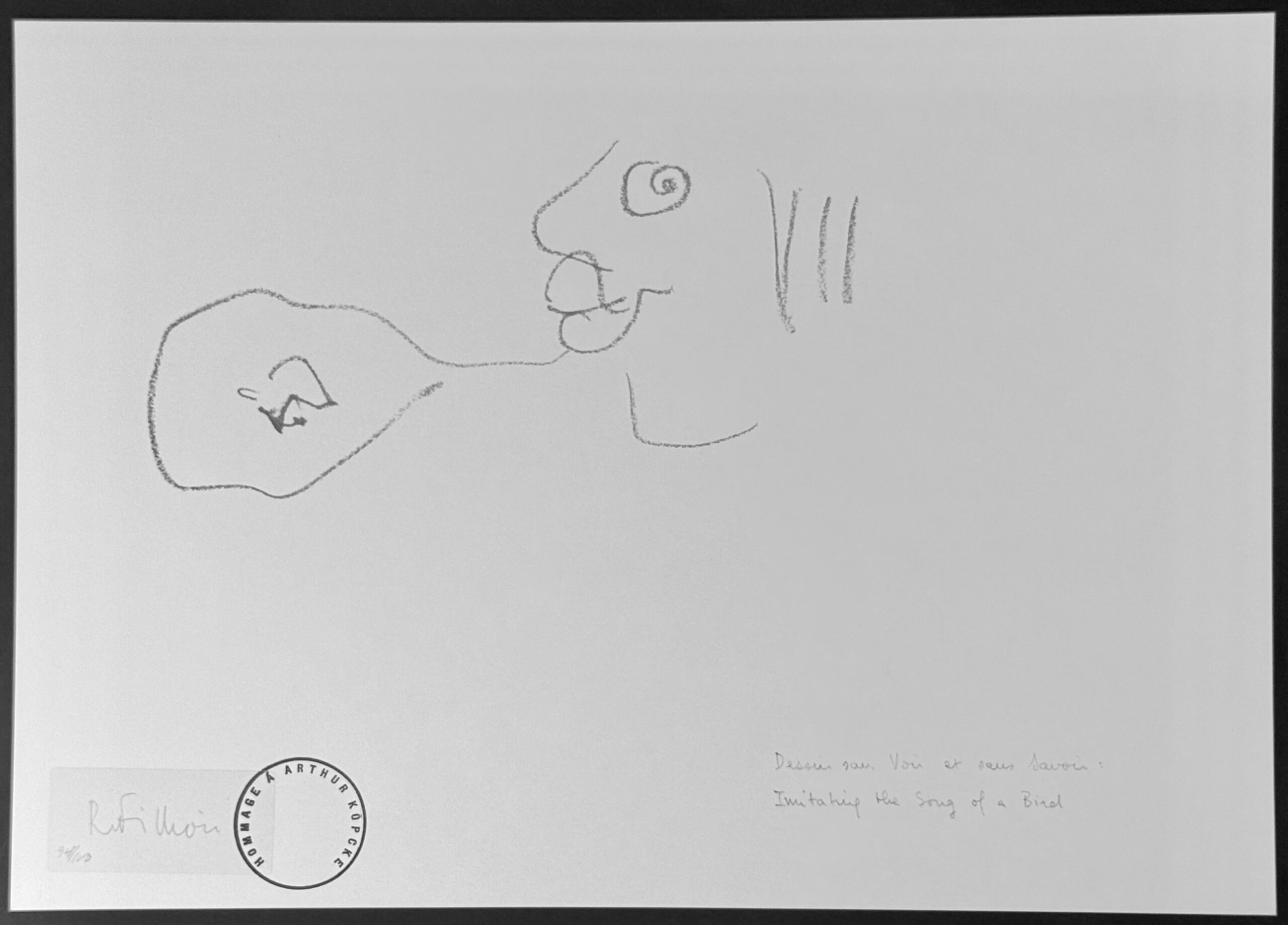 FILLIOU Robert : Imiter le chant d'un oiseau, 1979 (Signé) – Image 2