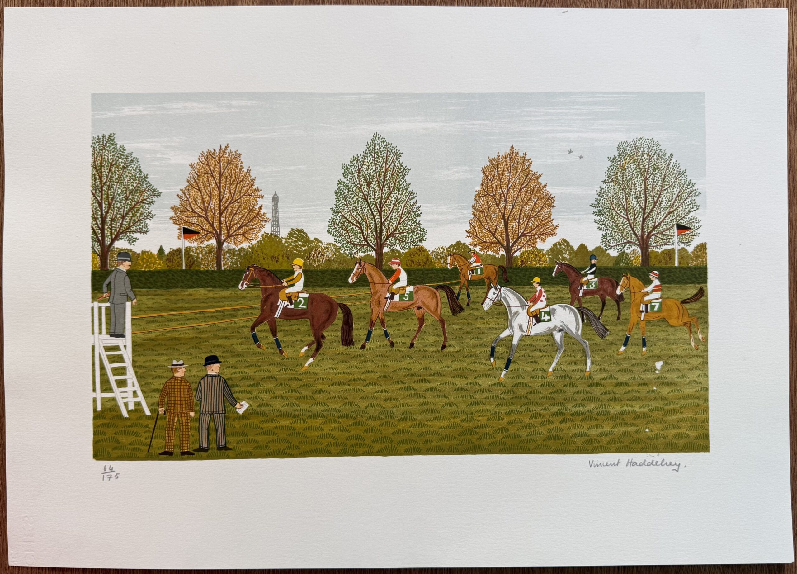 Vincent HADDELSEY : Avant le départ, Longchamp, 1975 (signé) – Image 2
