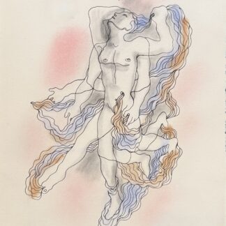 Jean COCTEAU : White Book (nude with veils and stars), 1930 (Lithograph with hand-applied colour)