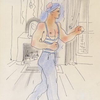 Jean COCTEAU : White Book (sailor in an interior), 1930 (Lithograph with hand-applied colour)