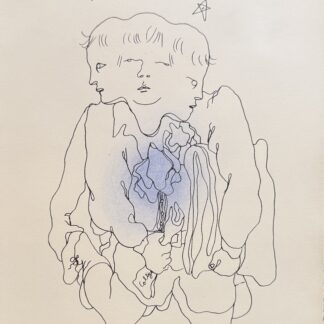Jean COCTEAU : White Book (the boy with three faces beneath three stars), 1930 (Lithograph with hand-applied colour)