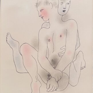 Jean COCTEAU : White Book (two entwined nudes), 1930 (Lithograph with hand-applied colour)