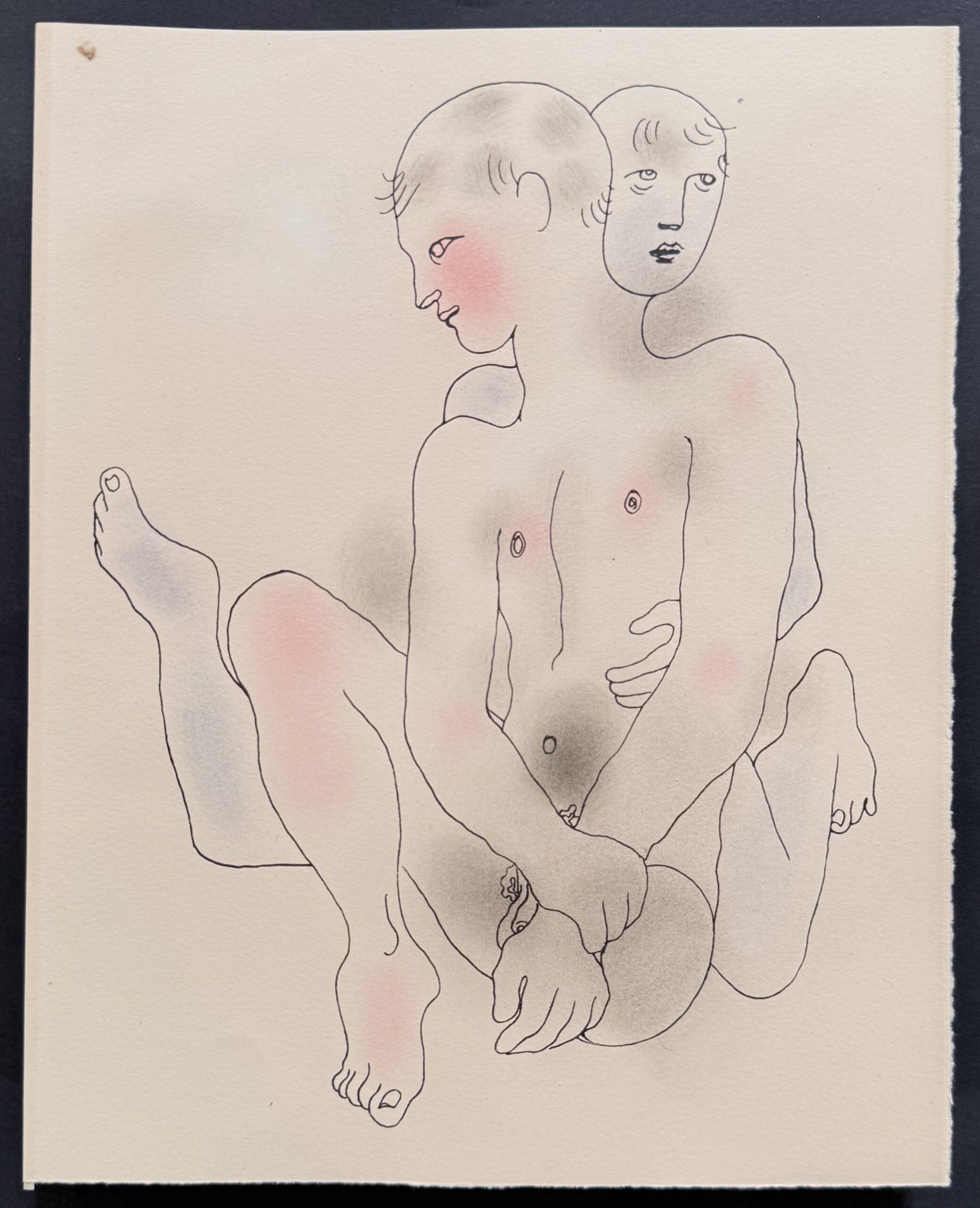 Jean COCTEAU : White Book (two entwined nudes), 1930 (Lithograph with hand-applied colour) - Image 2