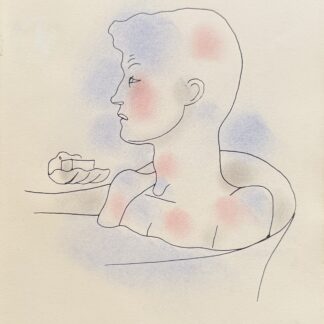 Jean COCTEAU : White Book (bust in profile with outstretched hand), 1930 (Lithograph with hand-applied colour)