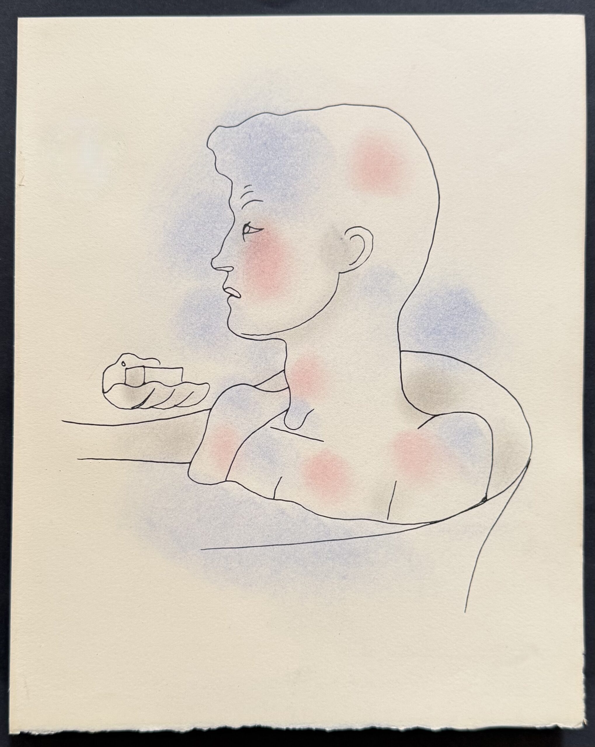 Jean COCTEAU : White Book (bust in profile with outstretched hand), 1930 (Lithograph with hand-applied colour) - Image 2