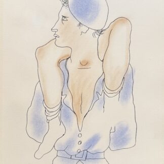 Jean COCTEAU : White Book (torso with cap, open shirt), 1930 (Lithograph with hand-applied colour)