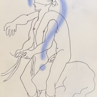 Jean COCTEAU : White Book (blindfolded seated figure), 1930 (Lithograph with hand-applied colour)