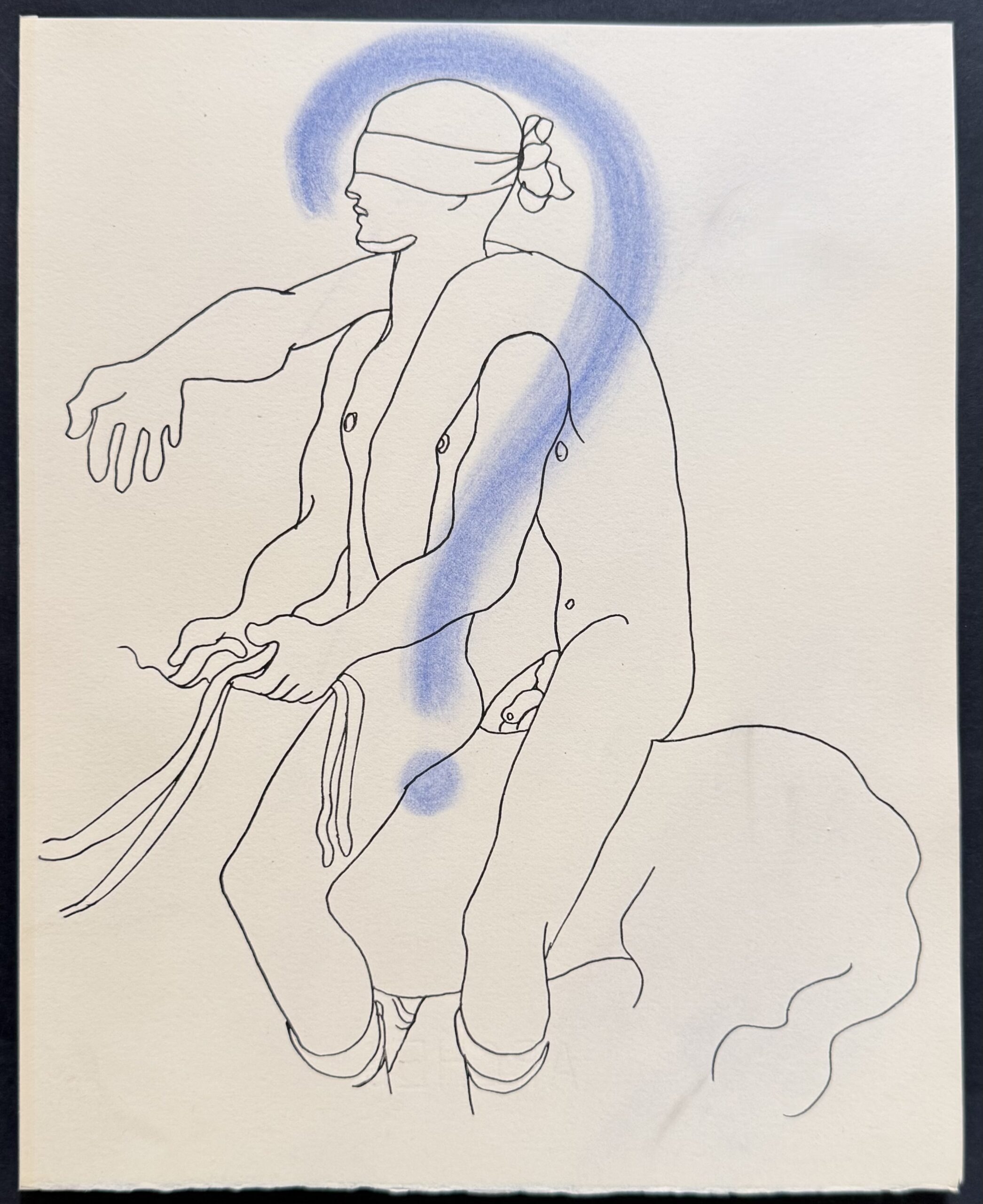 Jean COCTEAU : Le Livre blanc (figure assise aux yeux bandés), 1930 (Lithographie coloriée à la main) – Image 2
