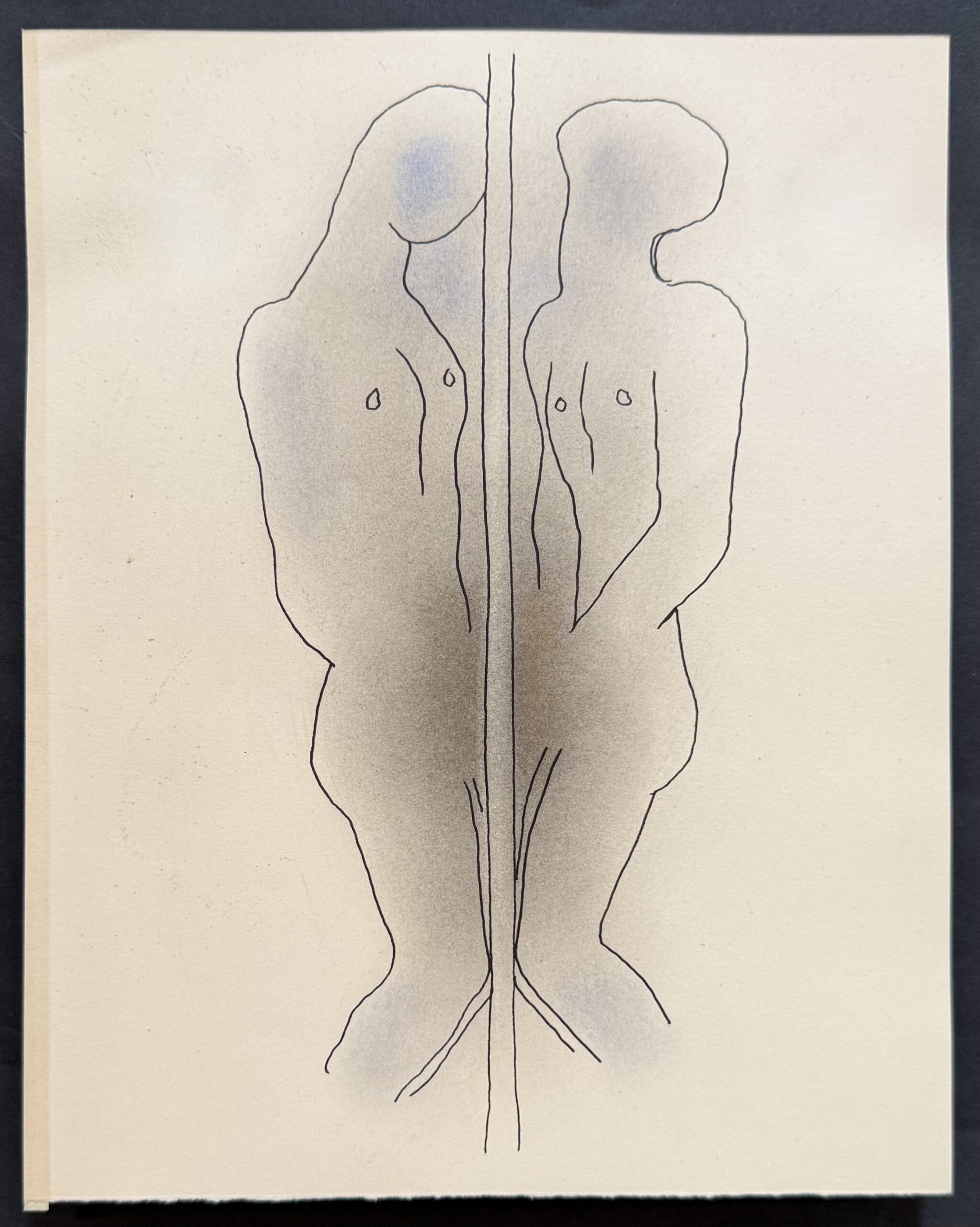Jean COCTEAU : White Book (two figures either side of a mast), 1930 (Lithograph with hand-applied colour) - Image 2