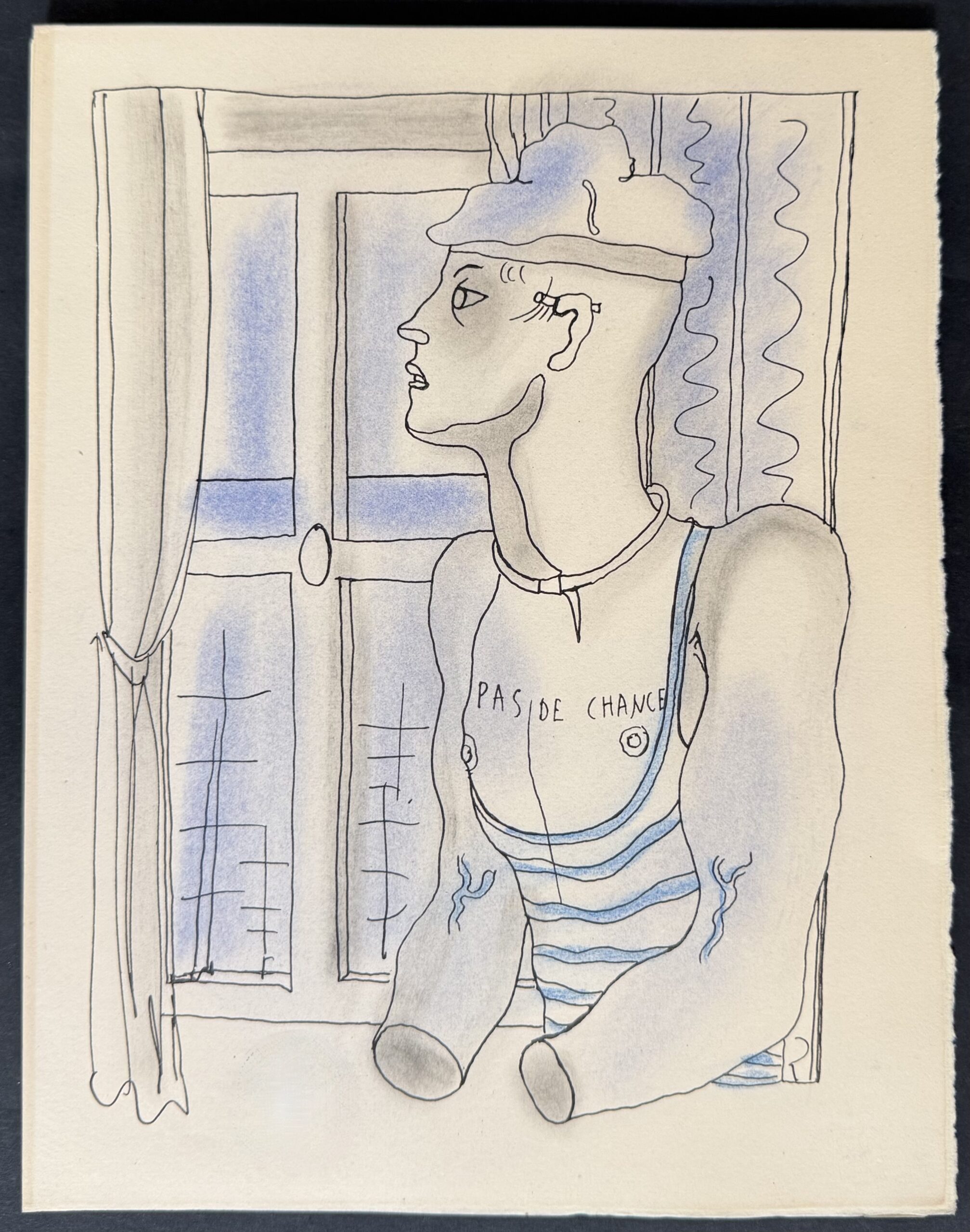 Jean COCTEAU : White Book (the sailor Pas de chance at the window), 1930 (Lithograph with hand-applied colour) - Image 2