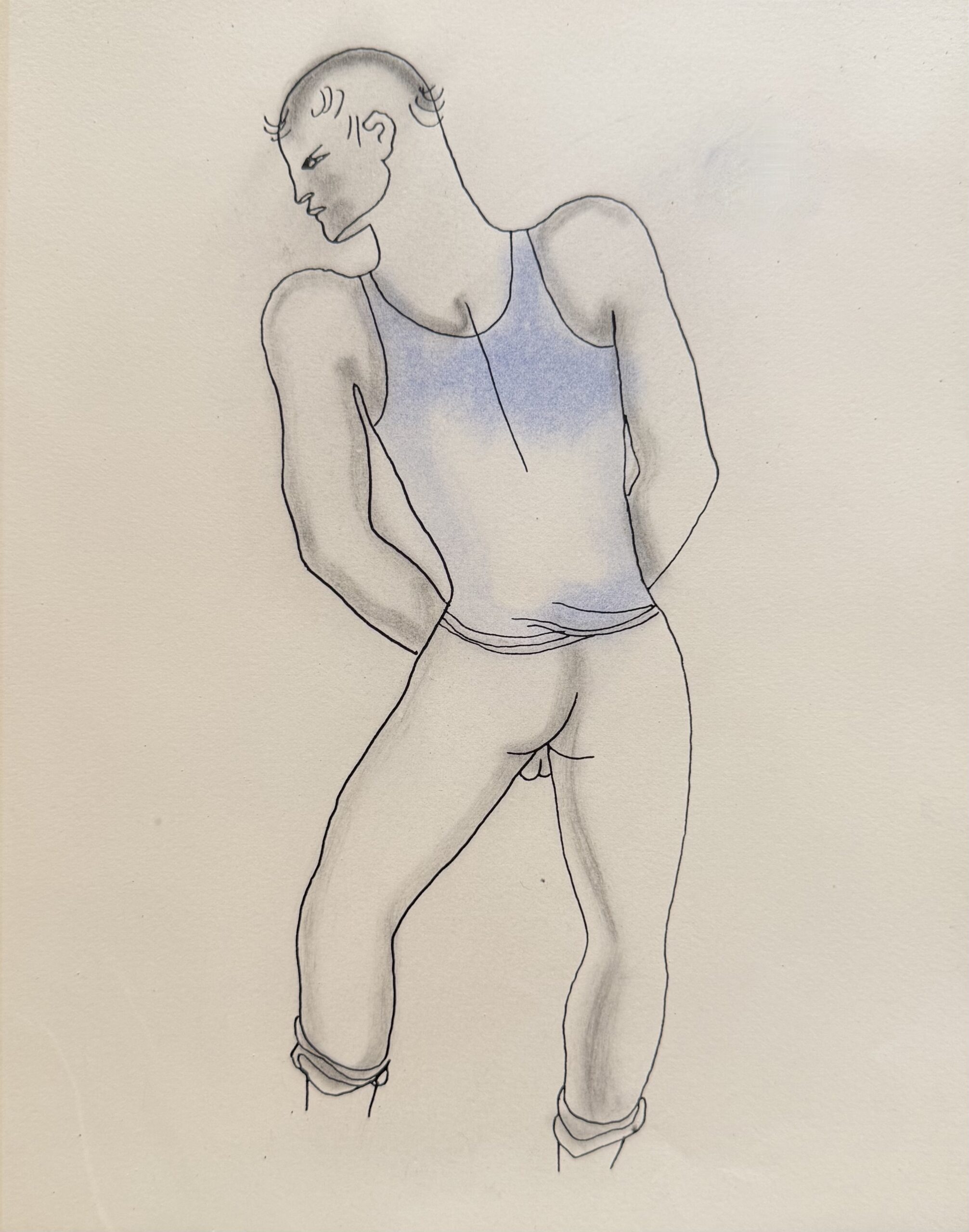 Jean COCTEAU : White Book (figure in a singlet), 1930 (Lithograph with hand-applied colour)
