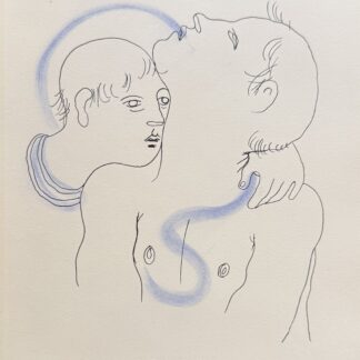 Jean COCTEAU : White Book (two youths face to face), 1930 (Lithograph with hand-applied colour)